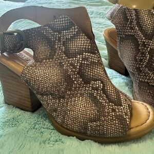 Born Snake Print Block Heel Sandals